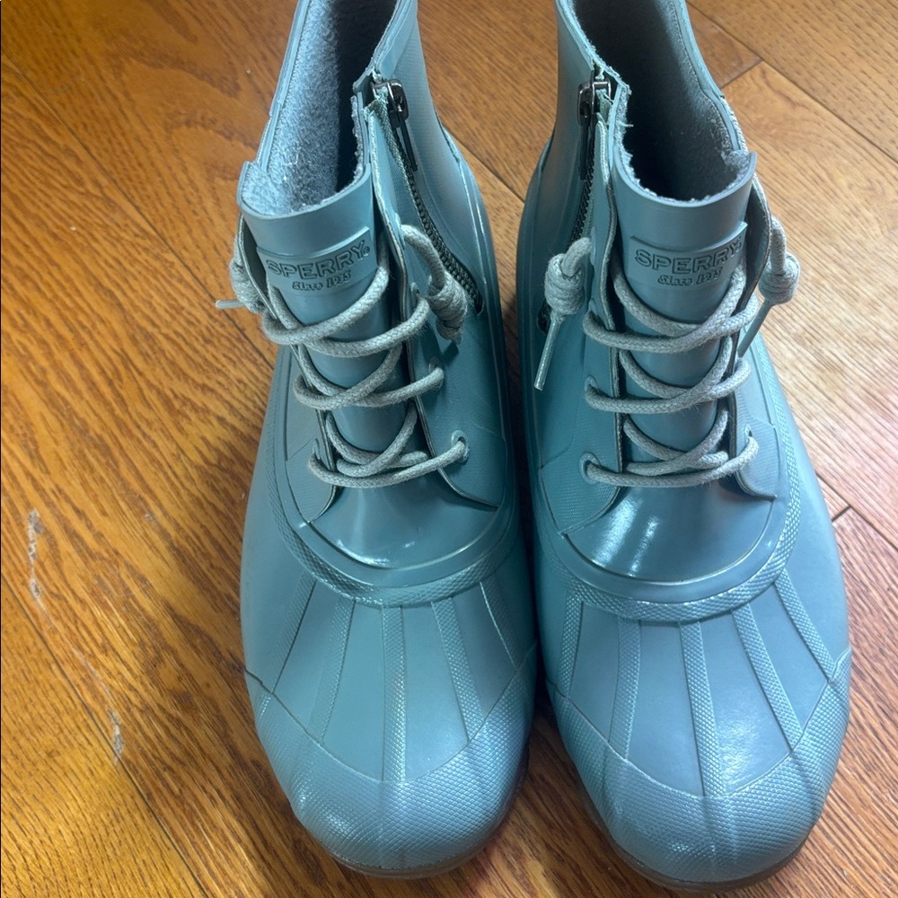 Sperry Mint Green Waterproof Ankle Rain Boots - Picture 2 of 5